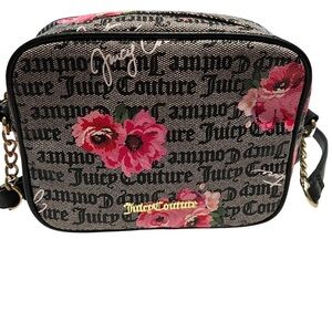 Juicy Couture cross body bag w/ pink floral & juicy couture pattern